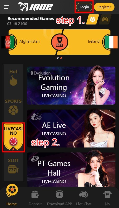 How To Play Online Live Casino Games in Yolo247: Step 1.-2.
